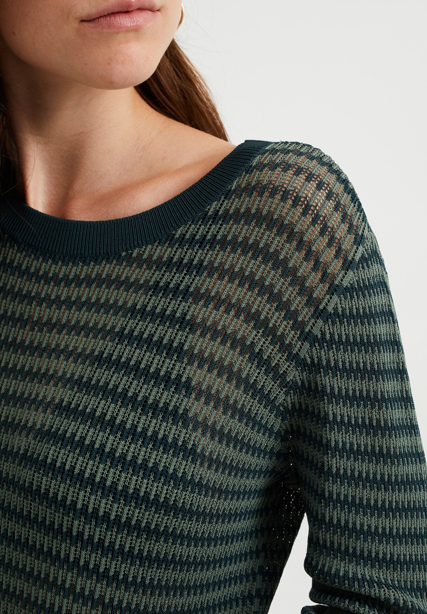 WE Fashion DAMES FIJNGEBREIDE TRUI MET STREEPDESSIN - Trui - green/groen -  Zalando.nl