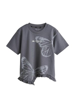 REGULAR FIT - ASYMMETRIC HEM CREW NECK   - Nyomott mintás póló - charcoal grey