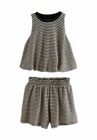 Next - REGULAR FIT - PUFFBALL CROCHET SET  - Šortai - black white Miniatiūros vaizdas 1