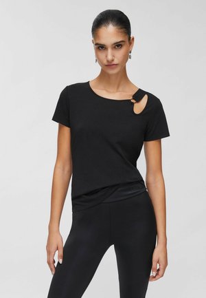 MIT CUT-OUT - Printtipaita - black