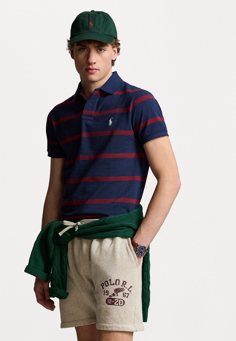 Polo Ralph Lauren CUSTOM FIT STRIPED MESH POLO SHIRT - Polo - spring navy/red carpet