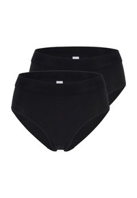 Schwarze Baumwollslips mit breitem elastischen Bund und glatter Textur, angeboten im Doppelpack.