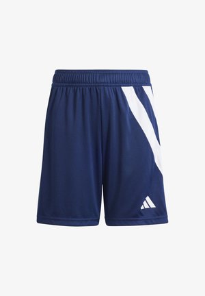 Marinefarbene Sportshorts mit weißen Akzenten und einem Drei-Streifen-Design. Ausgestattet mit einem elastischen Bund und leichtem, atmungsaktivem Stoff.