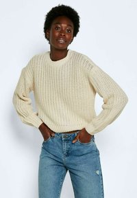 Noisy May NMCHARLIE O NECK STRIPE - Camisola - pearled ivory