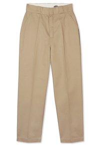 Krémové pracovní kalhoty Dickies se bočními kapsami a viditelnými záhyby, navržené pro odolné každodenní nošení.