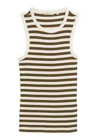 Top - olive white stripe