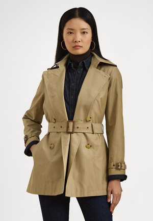 DOUBLE BREASTED COTTON BLEND TRENCH COAT - Trench - birch tan
