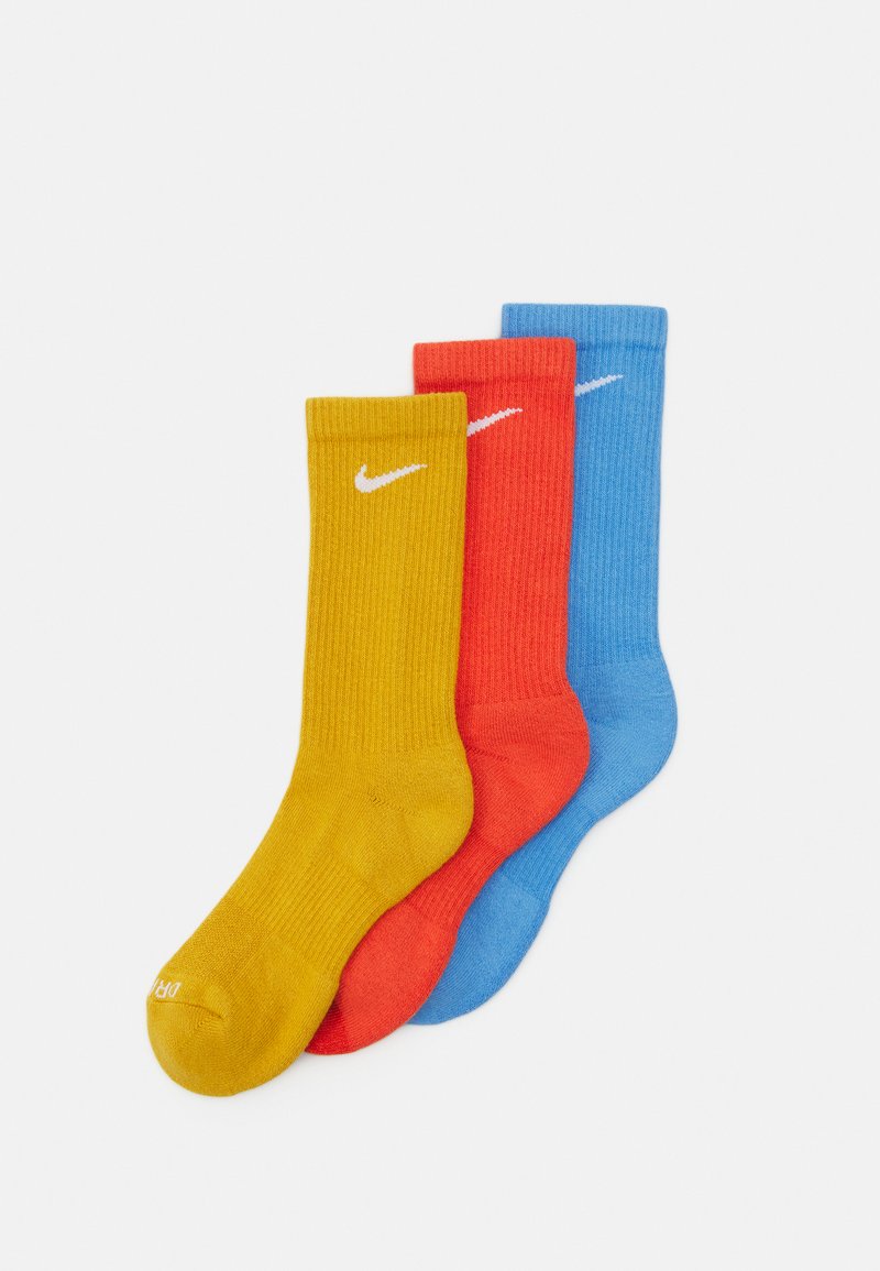 Nike Performance EVERYDAY PLUS CUSH CREW UNISEX 3 PACK - Meias desportivas - goldtone/mantra orange/university blue