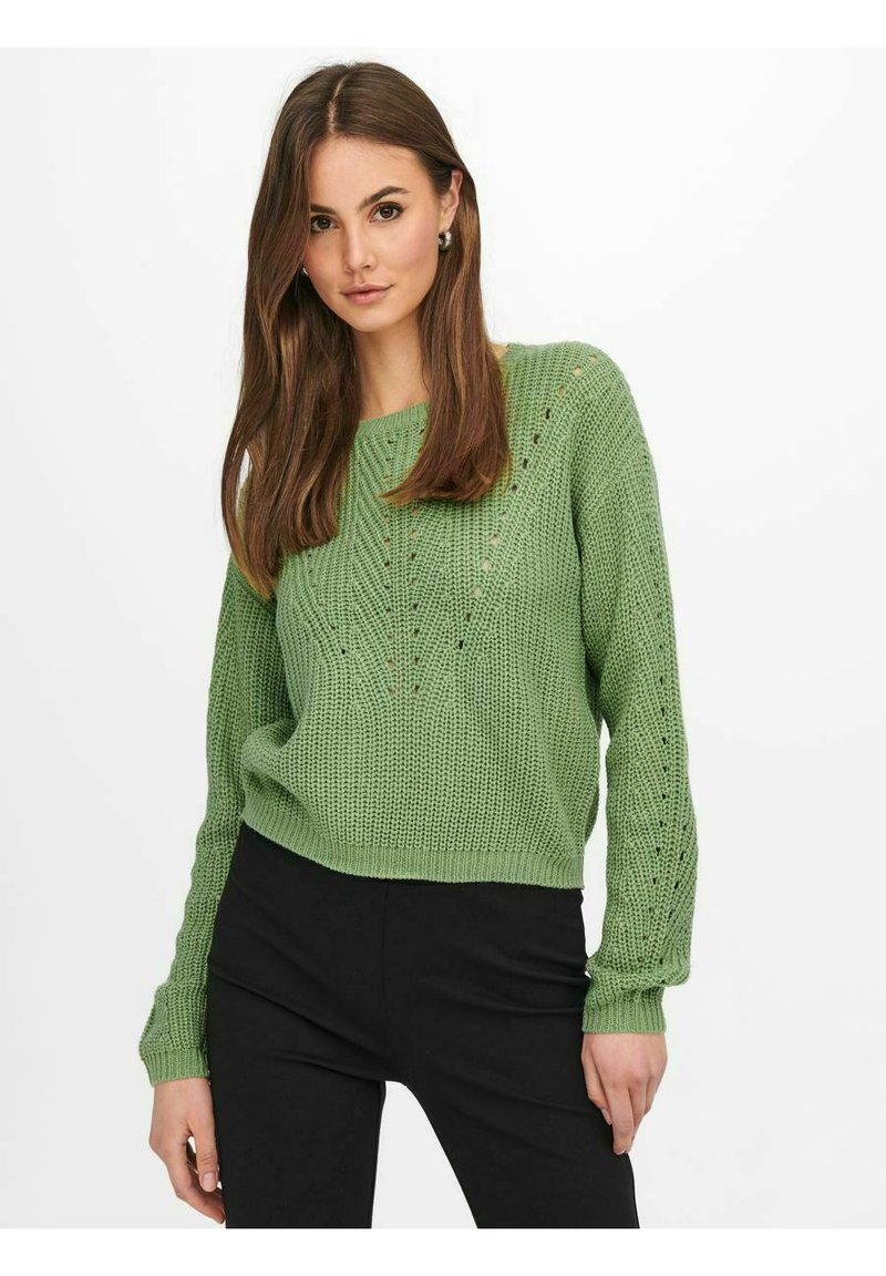 Damen Strickjacken | JDY EINFARBIGER Strickpullover basil/grün - AW92328 Damen Strickjacken | JDY EINFARBIGER Strickpullover basil/grün - AW92328
