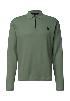 Street One MEN, LONG-SLEEVED POLO SHIRT WITH ZIP DETAIL - T-shirt à manches longues - willow green