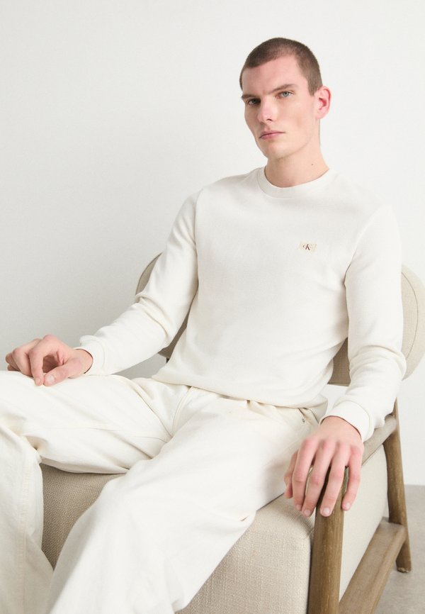 LABEL WAFFLE TEE - Long sleeved top - ivory