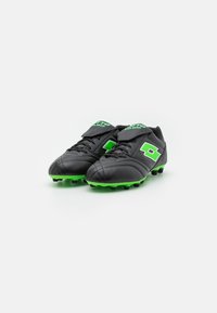 Lotto STADIO - Jalkapallokengät kiinteälle alustalle - all black/spring green