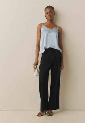Next, TALL FIT - TIE WAIST WIDE LEG TROUSERS . - Bukser - black