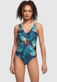 Urban Classics LADIES HIGH LEG PATTERN SWIMSUIT - Maillot de bain - vriesea black