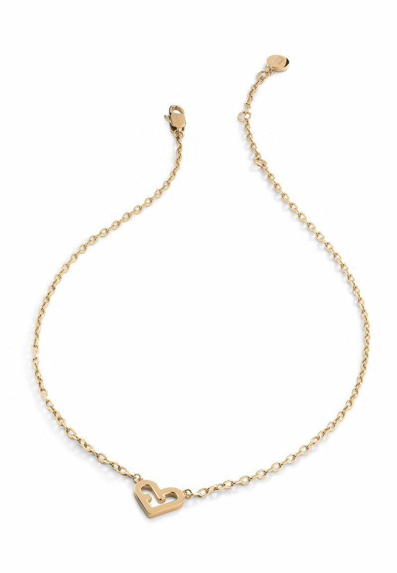 Náramek ve zlatém tónu s řetízkovým designem a přívěskem ve tvaru srdce. Řetízek je jemný a má zapínání pro bezpečné nošení.