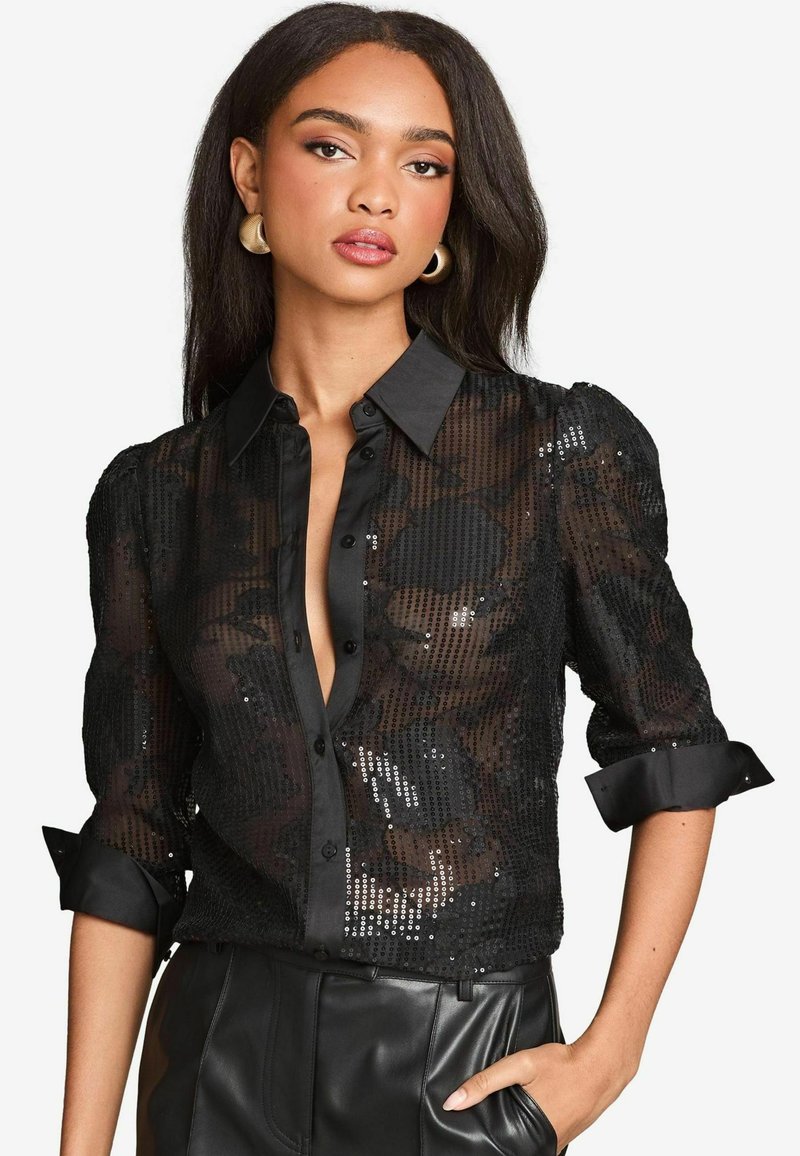 Lipsy REGULAR FIT - SEQUIN  - Košilová halenka  - black