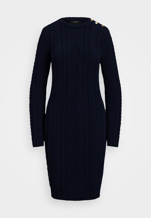 BUTTON TRIM ARAN KNIT SWEATER DRESS - Shift dress4
