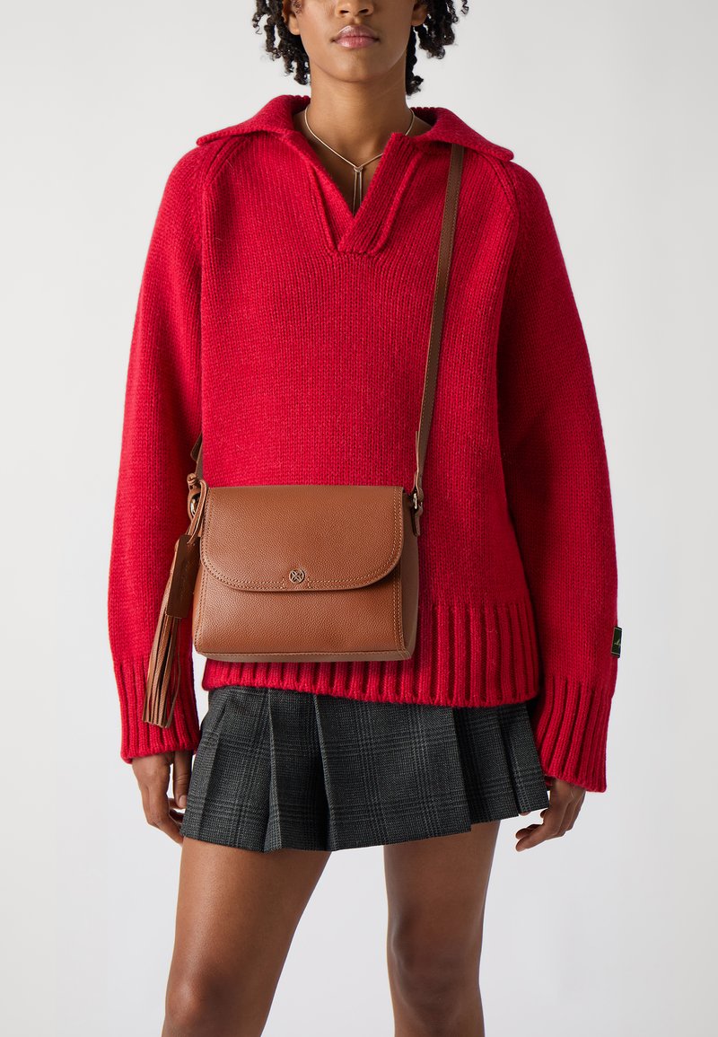 Anna Field LEATHER - Torba čez telo - cognac