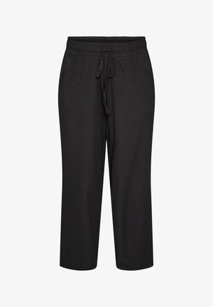 Zizzi, GERIPPTE PYJAMAHOSE MIT GERADEN BEINEN - Nachtwäsche Hose - schwarz