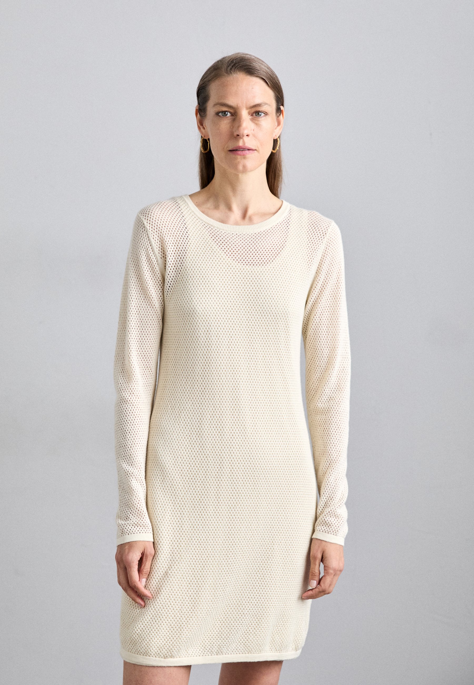 KNITID OVERLAY DRESS - Jumper dress - full cream/off-white - Zalando