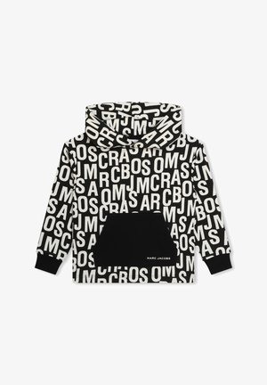 Felpa nera con lettere bianche in grassetto. Ha una tasca frontale e polsini a costine. Realizzata in un tessuto morbido con una vestibilità comoda.