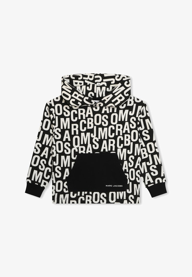 Felpa nera con lettere bianche in grassetto. Ha una tasca frontale e polsini a costine. Realizzata in un tessuto morbido con una vestibilità comoda.