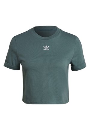 adidas Originals ADICOLOR CLASSICS ROLL-UP SLEEVE CROP-TOP - Paprasti marškinėliai - green