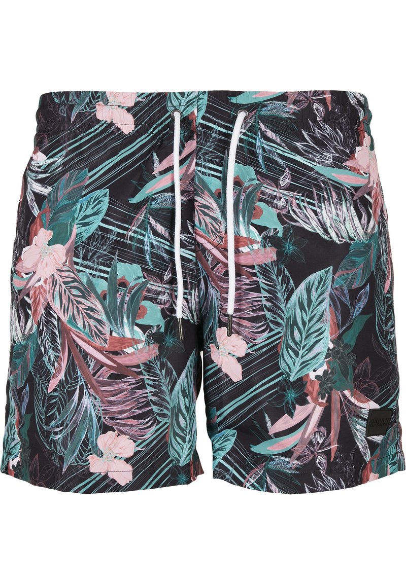 Urban Classics PATTERN - Badeshorts - black/tropical/mehrfarbig ...