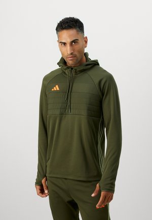 TIRO 25 ESSENTIALS WINTERIZED TOP - Sweat à capuche - night cargo/tent green/impact orange