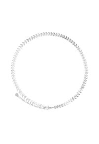 Collana in argento con un motivo a zigzag, con una finitura texturizzata e un gancio a moschettone. Catena regolabile per diverse lunghezze.