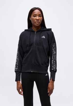 adidas Sportswear, SEASONAL ESSENTIALS ANIMAL PRINT 3-STRIPES FULL-ZIP HOODED TRACK TOP - Sudadera con cremallera - black/multicolor/grey four