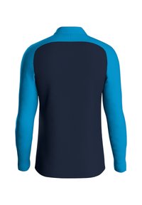 Polo a maniche lunghe con corpo blu navale e maniche blu brillante. Realizzato in tessuto morbido con colletto e finitura pulita all'orlo.
