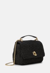 Lauren Ralph Lauren WOVEN STRAW MEDIUM SOPHEE BAG - Soma ar siksnu pāri ķermenim - black
