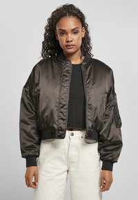 Urban Classics - LADIES SHORT OVERSIZED SATIN BOMBER JACKET - Bomberjacke - black Thumbnail-Bild 1