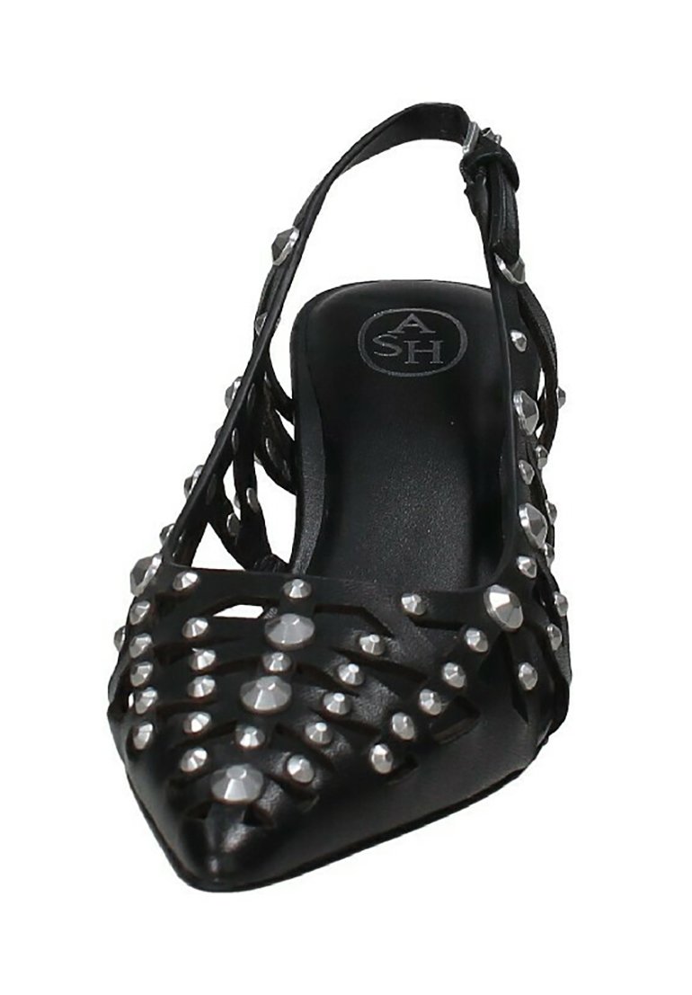 Escarpins ASH Ouverts Talons Moyens Noir Cuir Taille 40 - Occasion Très Bon état