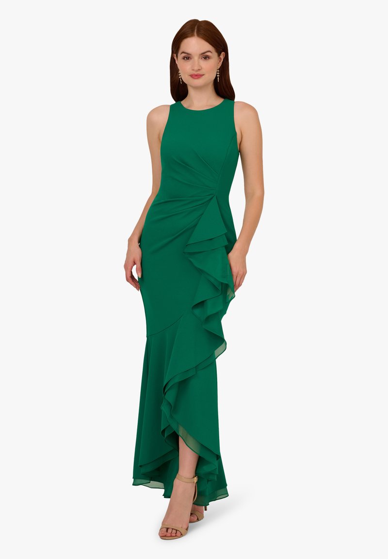 green emerald velvet dress Amazon.com: Adrianna Papell Women's Beaded Mesh Velvet Dress, Gem Green, 4  : Clothing, Shoes & Jewelry