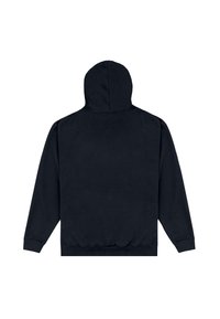 Felpa nera con tasca a marsupio frontale, polsini e orlo a costine, texture del tessuto morbida e cappuccio foderato per un comfort maggiore.