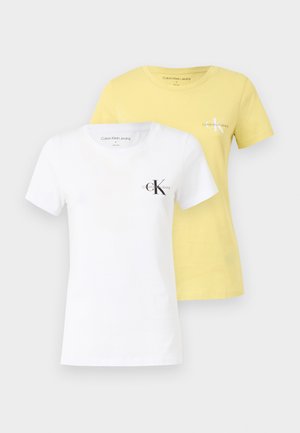 Calvin Klein Jeans MONOLOGO SLIM TEE 2 PACK - Osnovna majica kratkih rukava - muted lime/brilliant white