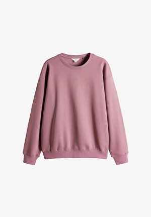 Rosa sweatshirt med rund hals, långa ärmar och ribbade muddarna. Tillverkad av mjukt material med en slät yta och en avslappnad passform.
