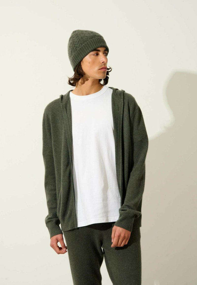 Authentic Cashmere Kardigan - mottled khaki