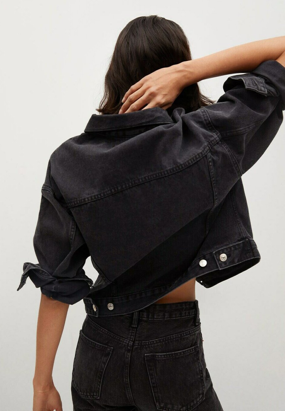 black cropped denim jacket distressed