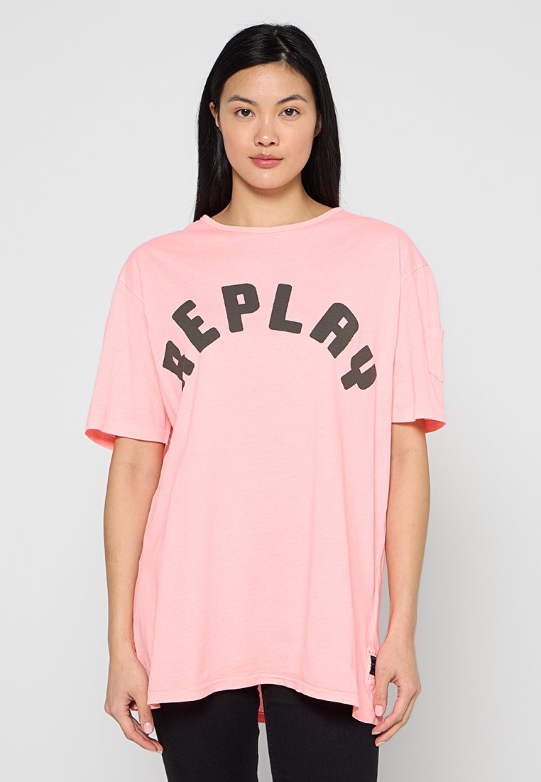 Replay T-shirt print donkerroze Replay T-shirt print donkerroze