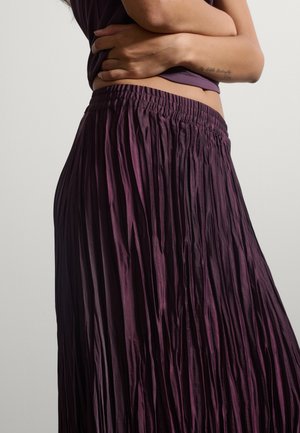 Stefanel, PLEATED SKIRT ELASTICATED WAISTBAND. - Faltenrock - plum