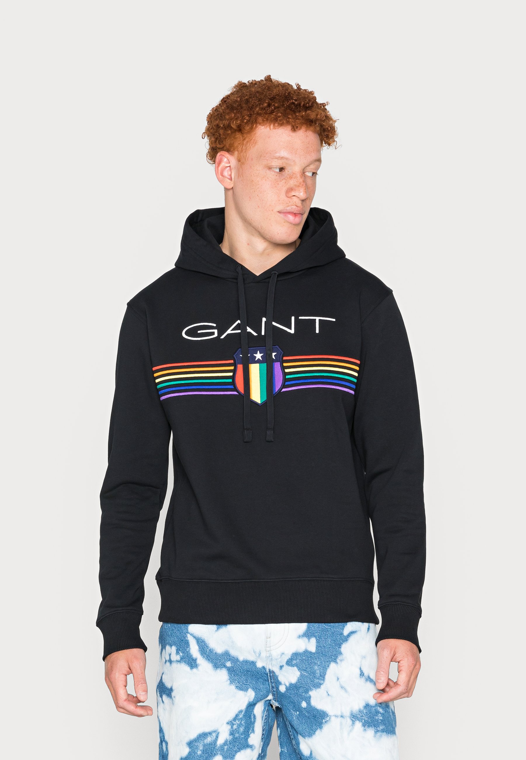 GANT PRIDE HOODIE UNISEX - Jersey con capucha - black/negro - Zalando.es