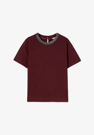 Oltre, T-SHIRT CON COLLO GIOIELLO - Camiseta estampada - bordeaux