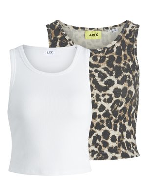 JJXX JXFALLON TANK 2 PACK - Top - white/dark brown/beige