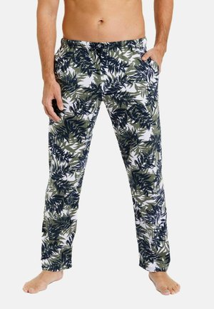 LANG ALLOVERPRINT MIT SEITENTASCHEN - Pyjama bottoms - navy dschungel