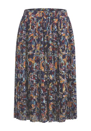 GOLDNER, PLISSEEROCK PETITE - A-lijn rok - navy coloured patterned