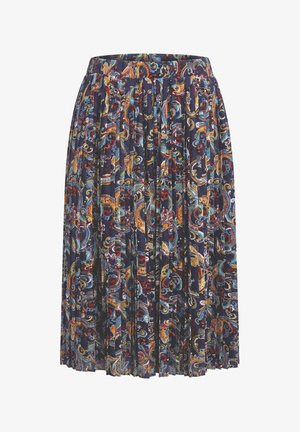 GOLDNER, PLISSEEROCK PETITE - A-lijn rok - navy coloured patterned