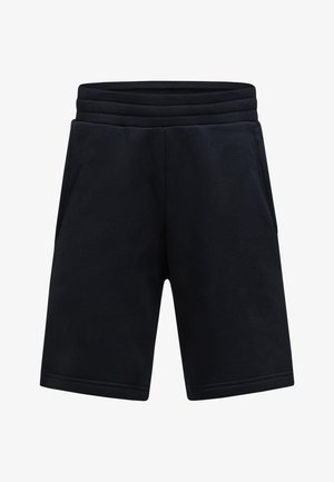 Schwarze Baumwollshorts mit glatter Textur, elastischem Bund und zwei Seitentaschen. Keine sichtbaren Muster oder Hardware-Details.